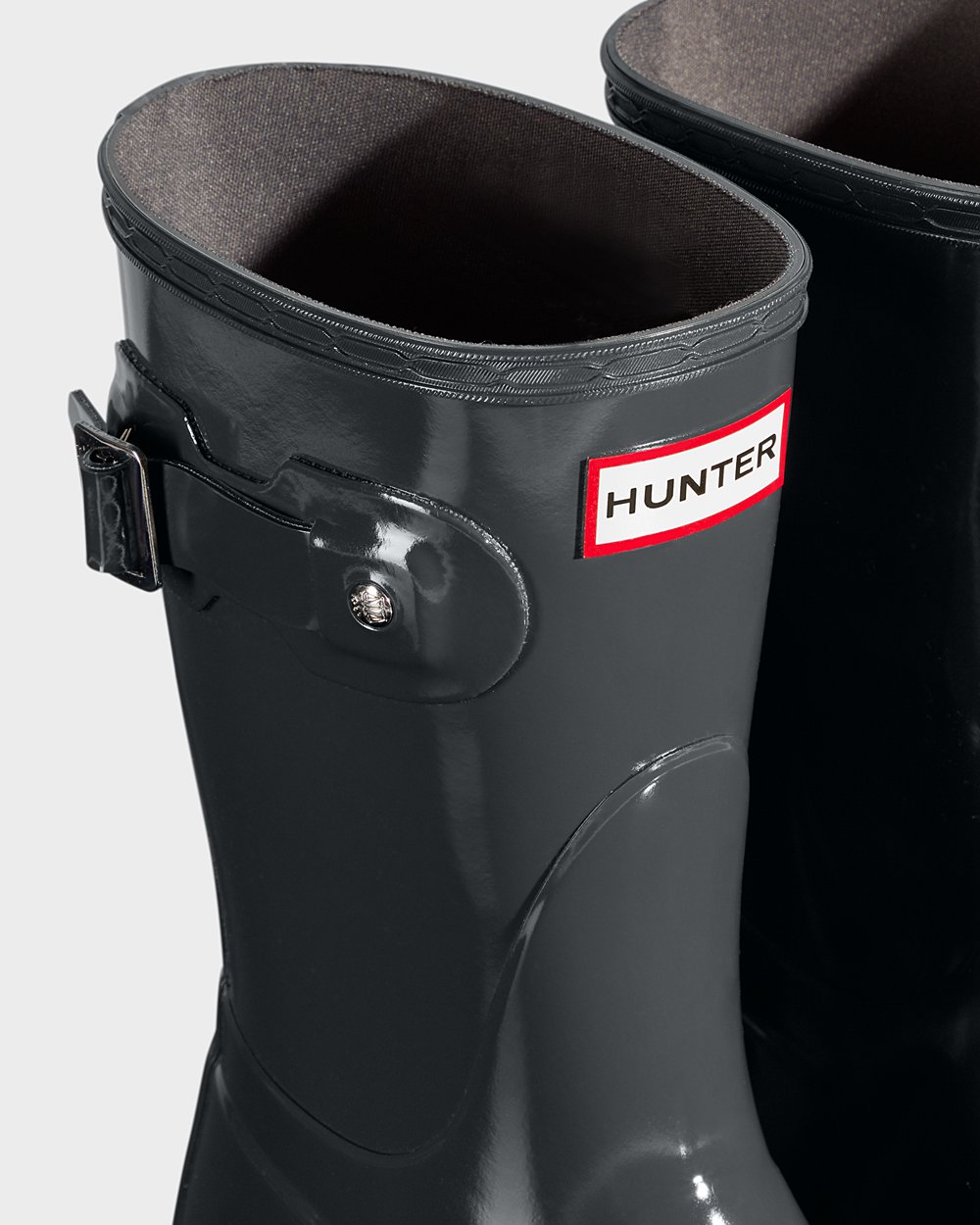 Womens Short Rain Boots - Hunter Original Gloss (41BYHUERP) - Deep Green